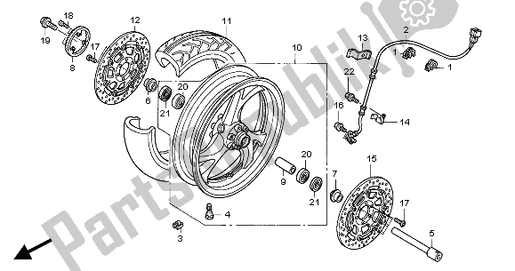 Tutte le parti per il Ruota Anteriore del Honda ST 1300A 2004