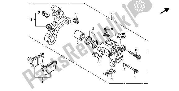 Toutes les pièces pour le étrier De Frein Arrière du Honda CBR 1000 RR 2010