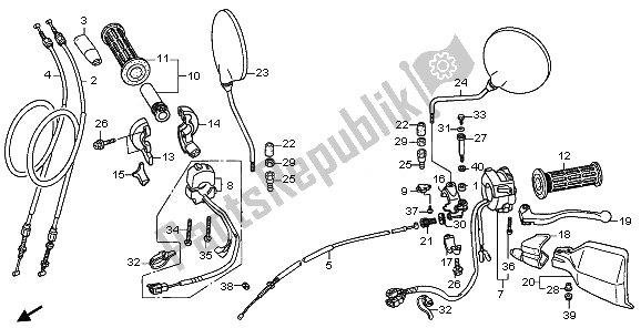 Toutes les pièces pour le Levier De Poignée Et Interrupteur Et Câble du Honda XL 1000 VA 2008