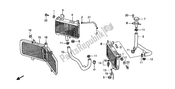 All parts for the Radiator of the Honda GL 1500 SE 1992