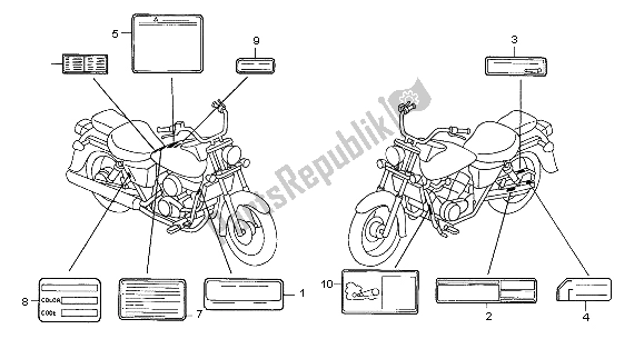 Toutes les pièces pour le étiquette D'avertissement du Honda VT 125C 2004