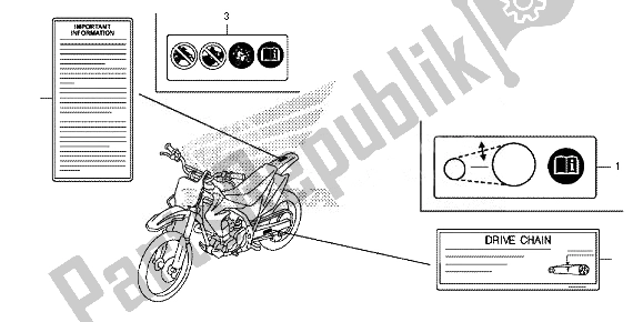 Todas las partes para Etiqueta De Precaución de Honda CRF 150R SW 2014