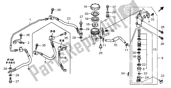 Tutte le parti per il Pompa Freno Posteriore del Honda CB 1000 RA 2011