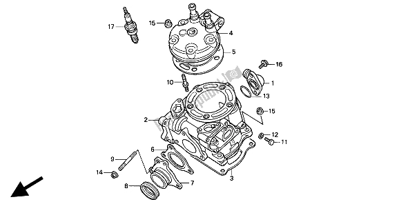 All parts for the Cylinder & Cylinder Head of the Honda CR 125R 1993