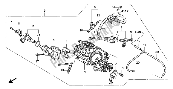 All parts for the Throttle Body of the Honda NT 700V 2009