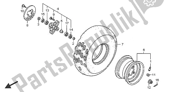 All parts for the Front Wheel of the Honda TRX 250 EX Sporttrax 2005