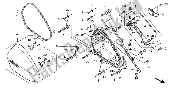 All parts for the R. Saddlebag of the Honda NT 700V 2007