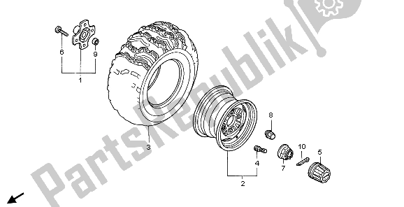Todas as partes de Roda Traseira do Honda TRX 680 FA 2007