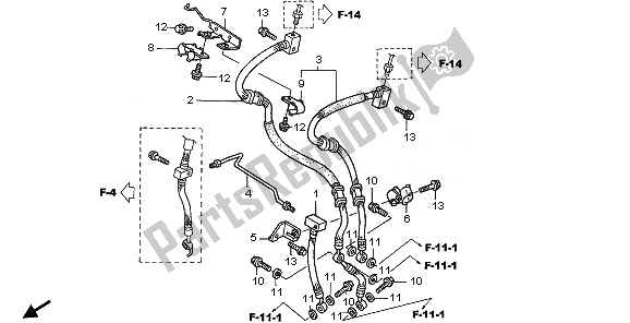 Tutte le parti per il Tubo Freno Anteriore del Honda VFR 800 2010