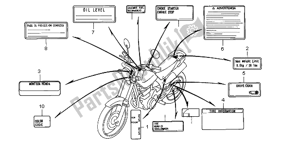 Toutes les pièces pour le étiquette D'avertissement du Honda SLR 650 1997