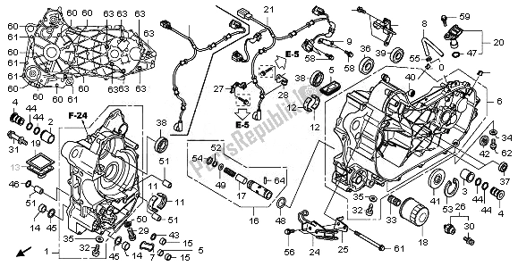 All parts for the Crankcase of the Honda NSS 250A 2010