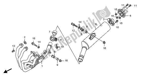 All parts for the Exhaust Muffler of the Honda CB 1300A 2007