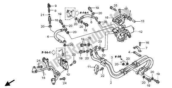 All parts for the Rear Brake Hose of the Honda VFR 800A 2002