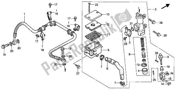 Tutte le parti per il Pompa Freno Posteriore del Honda NTV 650 1993