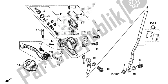All parts for the Front Brake Master Cylinder of the Honda CRF 450R 2013