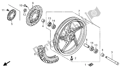 All parts for the Front Wheel of the Honda CBR 250 RA 2013