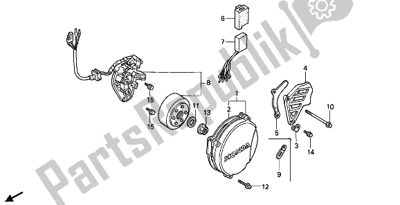 Tutte le parti per il Coperchio Carter Sinistro E Generatore del Honda CR 500R 1 1992