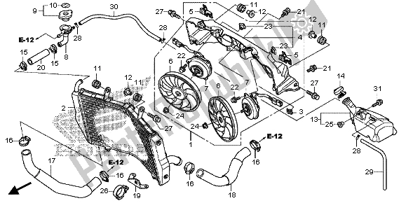 All parts for the Radiator of the Honda VFR 1200X 2013