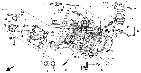 Wszystkie części do G? Owica Cylindra (przód) Honda VFR 800A 2002