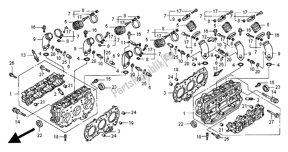 All parts for the Cylinder of the Honda GL 1500C 2000
