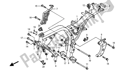 All parts for the Frame Body of the Honda CB 600F2 Hornet 2001