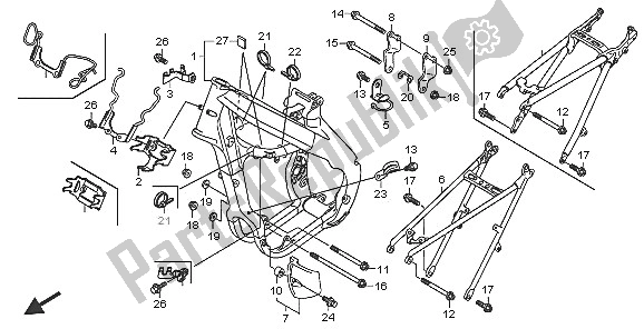 Alle onderdelen voor de Frame Lichaam van de Honda CRF 250R 2005