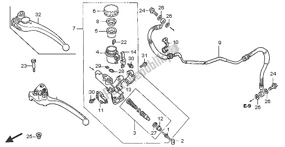 All parts for the Clutch Master Cylinder of the Honda VTR 1000 SP 2005