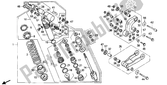 Todas las partes para Cojín Trasero de Honda CR 250R 1987