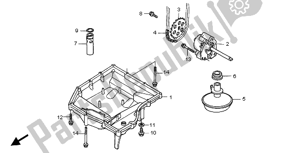 All parts for the Oil Pan & Oil Pump of the Honda CBR 600F 1997