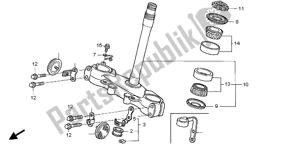 All parts for the Steering Stem of the Honda XR 650R 2000