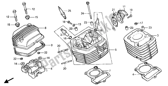 Tutte le parti per il Testata E Cilindro del Honda XR 80R 1990