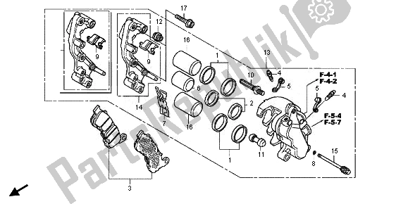 Wszystkie części do Zacisk Hamulca Przedniego Honda FJS 600A 2011