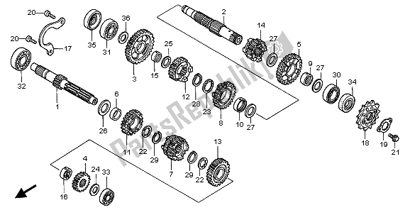 All parts for the Transmission of the Honda XR 400R 2000