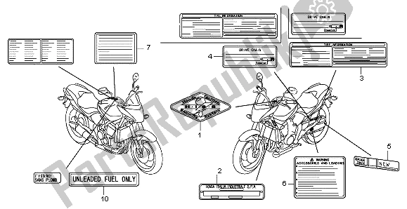 Alle onderdelen voor de Waarschuwingsetiket van de Honda CB 600F Hornet 2007