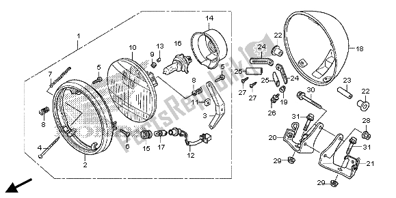 Tutte le parti per il Faro (eu) del Honda VT 750C2S 2013