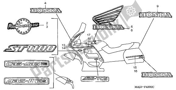 Tutte le parti per il Marchio del Honda ST 1100 1998