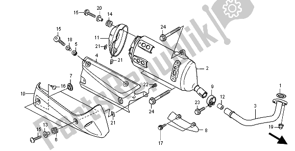 All parts for the Exhaust Muffler of the Honda SH 300 2008