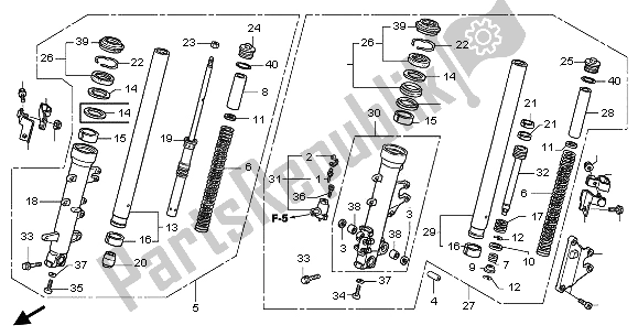 Todas as partes de Garfo Dianteiro do Honda GL 1800A 2003