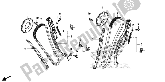 All parts for the Cam Chain of the Honda VT 750 CS 2013