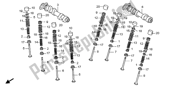 All parts for the Camshaft & Valve (rear) of the Honda VFR 800 2009