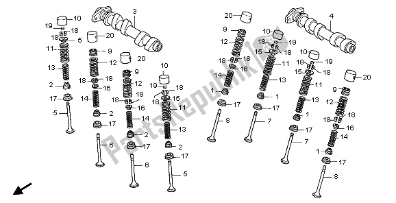 All parts for the Camshaft & Valve (rear) of the Honda VFR 800 2009