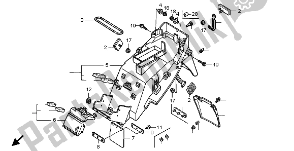 All parts for the Rear Fender of the Honda VTR 1000F 1999