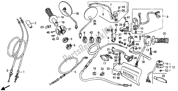 All parts for the Handle Lever & Switch & Cable of the Honda XR 250R 1990