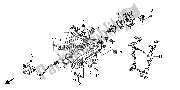 All parts for the Headlight of the Honda CB 1000 RA 2013