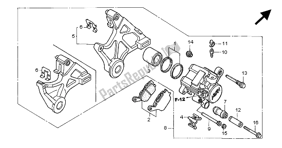 All parts for the Rear Brake Caliper of the Honda VTR 1000 SP 2000