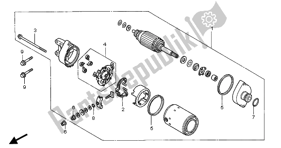 Tutte le parti per il Motore Di Avviamento del Honda XL 1000V 2001