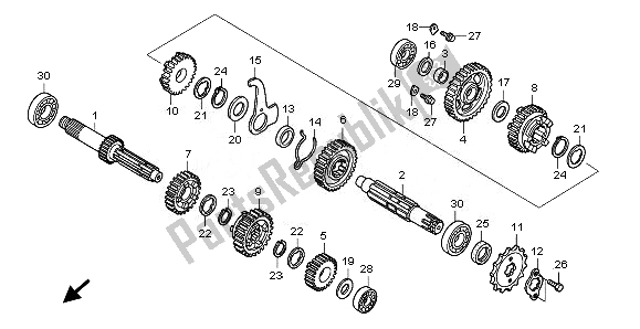 All parts for the Transmission of the Honda ANF 125 2008