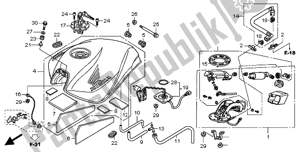 Tutte le parti per il Serbatoio Di Carburante del Honda CB 600 FA Hornet 2008