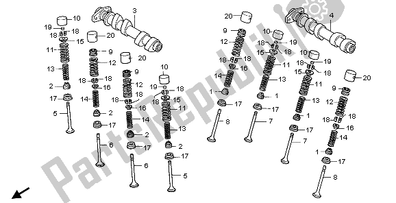 All parts for the Camshaft & Valve (rear) of the Honda VFR 800 2006