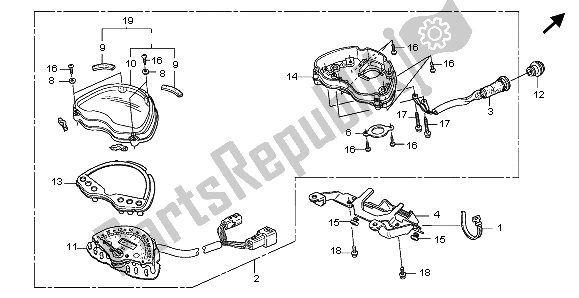 All parts for the Meter (kmh) of the Honda VTX 1300S 2007